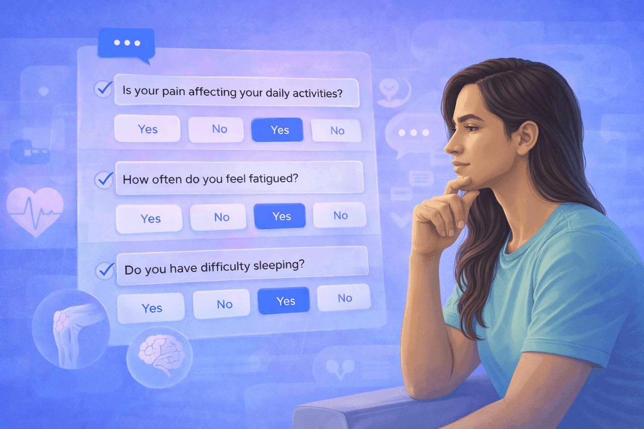 TheraSelf AI assessment — adaptive questions that adjust to your answers